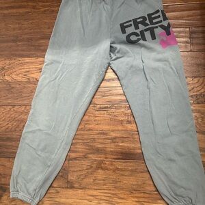 Free City Joggers in Gray with Pink Accent